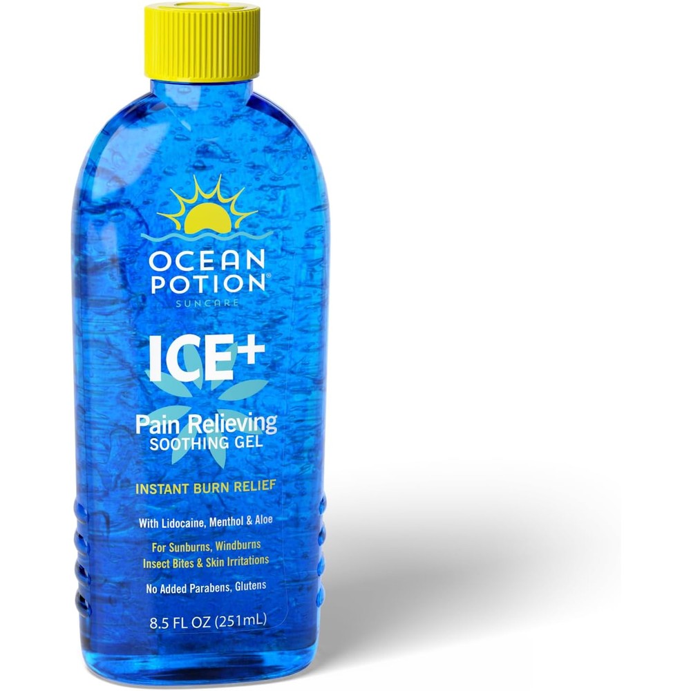Ocean Potion Burn Relief Gel 8.5 ounce bottle front view for sunburn pain relief