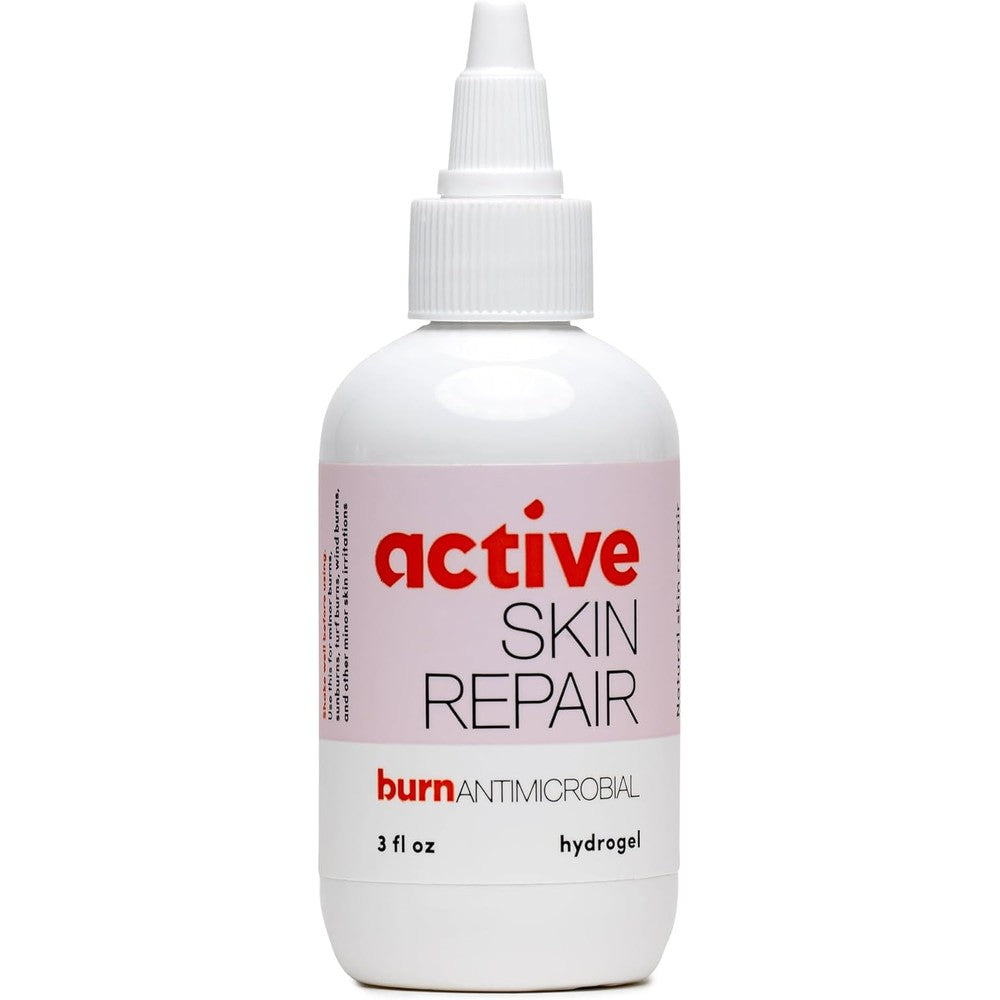 BLDG Active Skin Repair First Aid Burn Hydrogel 3 ounce bottle front view for burn relief.
