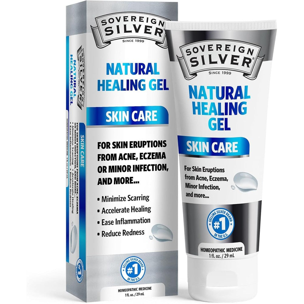 Sovereign Silver Natural Healing Gel front view for acne scar treatment.