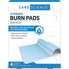 Care Science Hydrogel Sterile Burn Dressing Pads 4 Count front packaging.