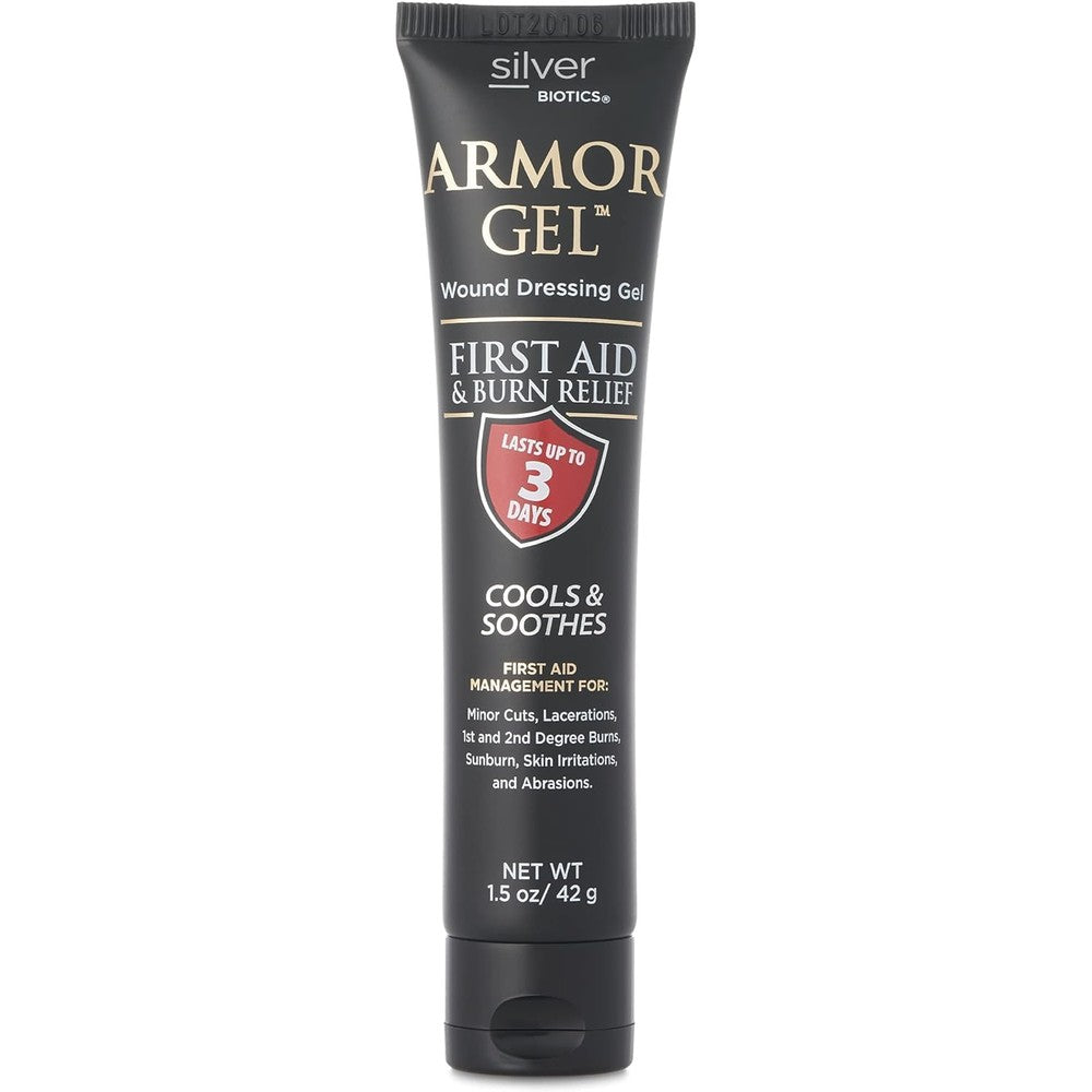 American Biotech Labs Silver Biotics Armor Gel front tube view for first aid care.