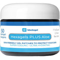 Medagel Hexagels Plus Aloe Vera front view of 50 count pack for skin relief.