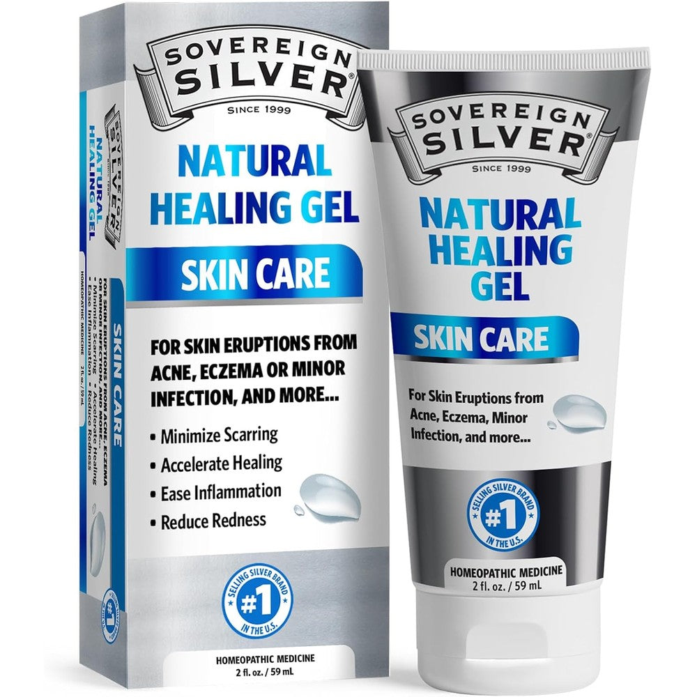 Sovereign Silver Natural Healing Gel front view for skin irritation relief.