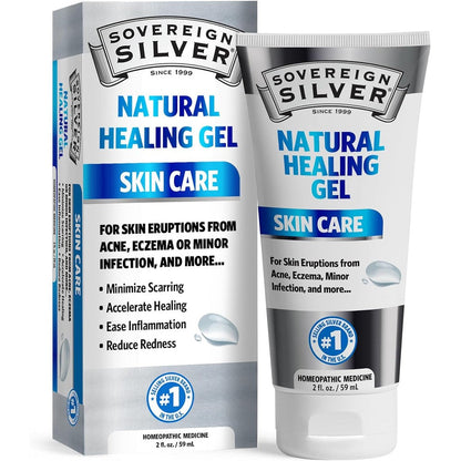 Sovereign Silver Natural Healing Gel front view for skin irritation relief.