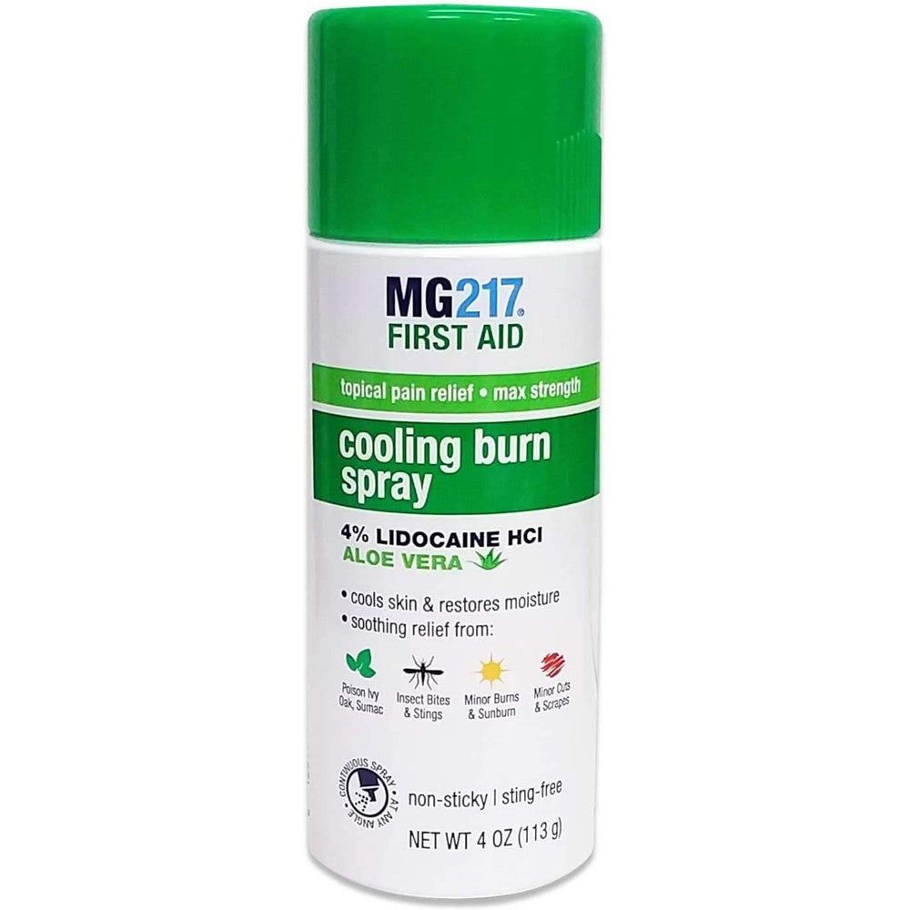MG217 Maximum Strength Pain Relief Cooling Burn Spray front view for fast sunburn relief.