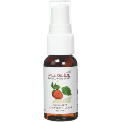 Pill Glide Strawberry Swallowing Spray front view for easy pill taking