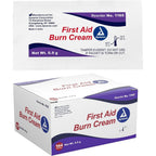 Dynarex First Aid Burn Cream box of 144 packets front view for antiseptic wound care.