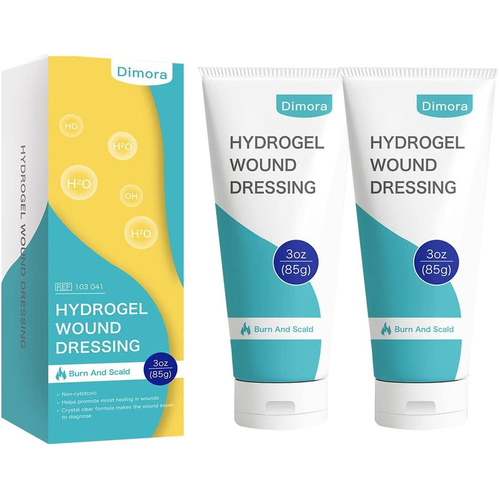 Dimora Hydrogel First Aid Ointment front view of two pack tubes for burn relief.