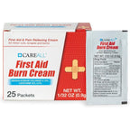 CareALL First Aid Burn Relief Cream front view box of 25 packets