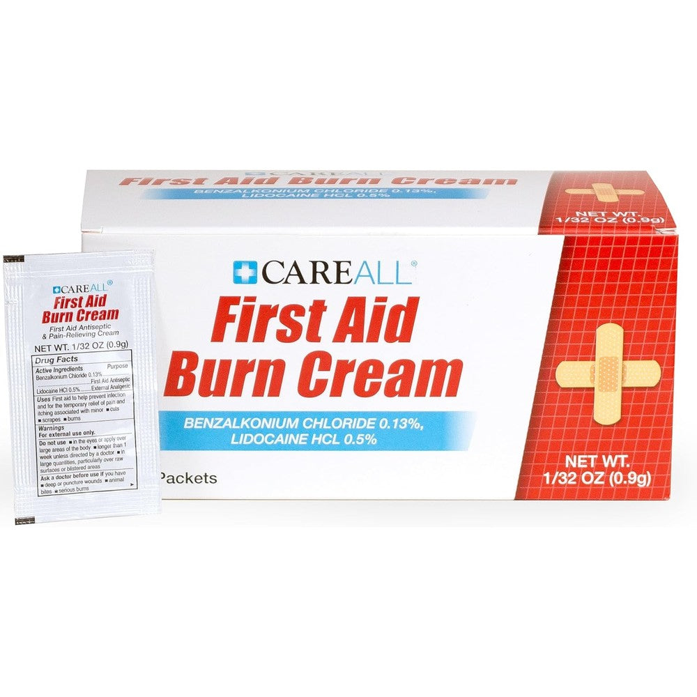 CareAll First Aid Burn Cream 144 pack box front view for infection prevention