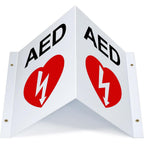 ZIPOWEY AED Projecting Sign front view high visibility safety symbol