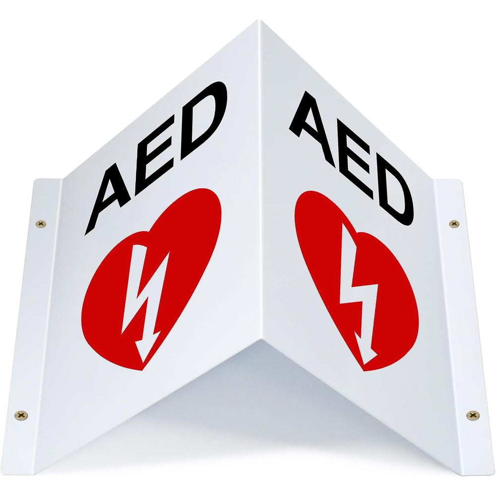ZIPOWEY AED Projecting Sign front view high visibility safety symbol