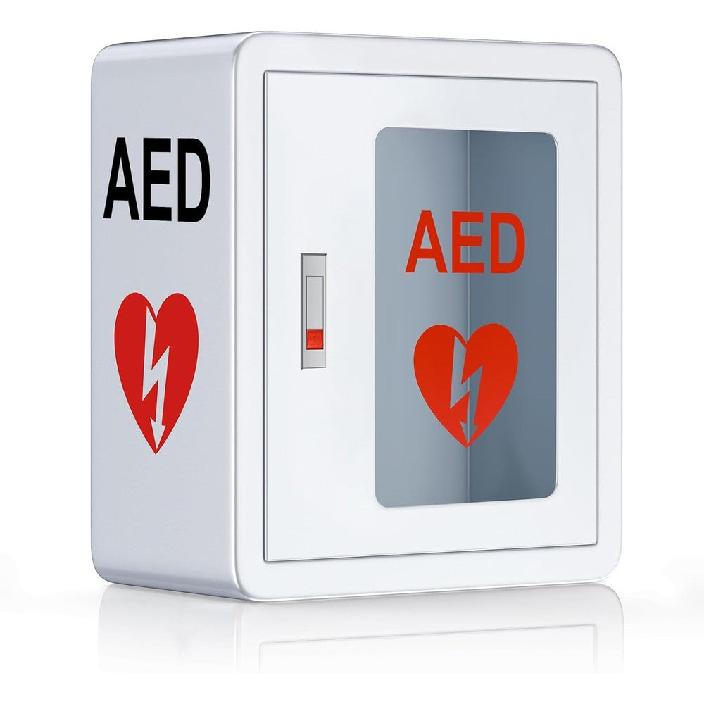 ZIPOWEY AED Cabinet front view white steel wall mount storage box