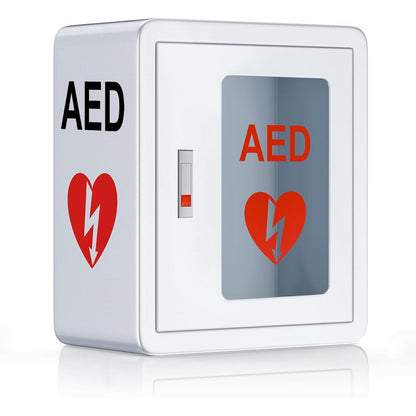 ZIPOWEY AED Cabinet front view white steel wall mount storage box