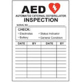 Buildingsigns.com AED Automated External Defibrillator Inspection Decal Sticker front view maintenance record.