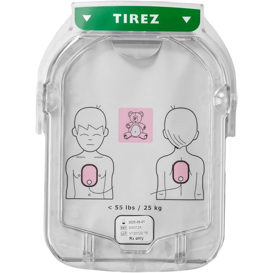 Philips HeartStart Infant Child AED Pads M5072A front view showing teddy bear icon.