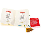 Laerdal Pediatric AED Trainer Pads front view on storage liner