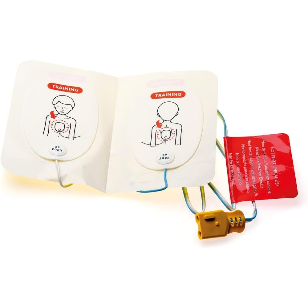 Laerdal Pediatric AED Trainer Pads front view on storage liner