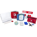 Philips HeartStart OnSite AED front view with emergency green handle.