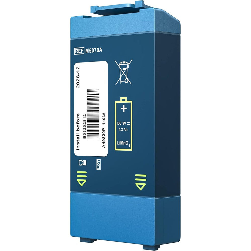 Philips HeartStart M5070A AED Battery front view for medical emergency use.