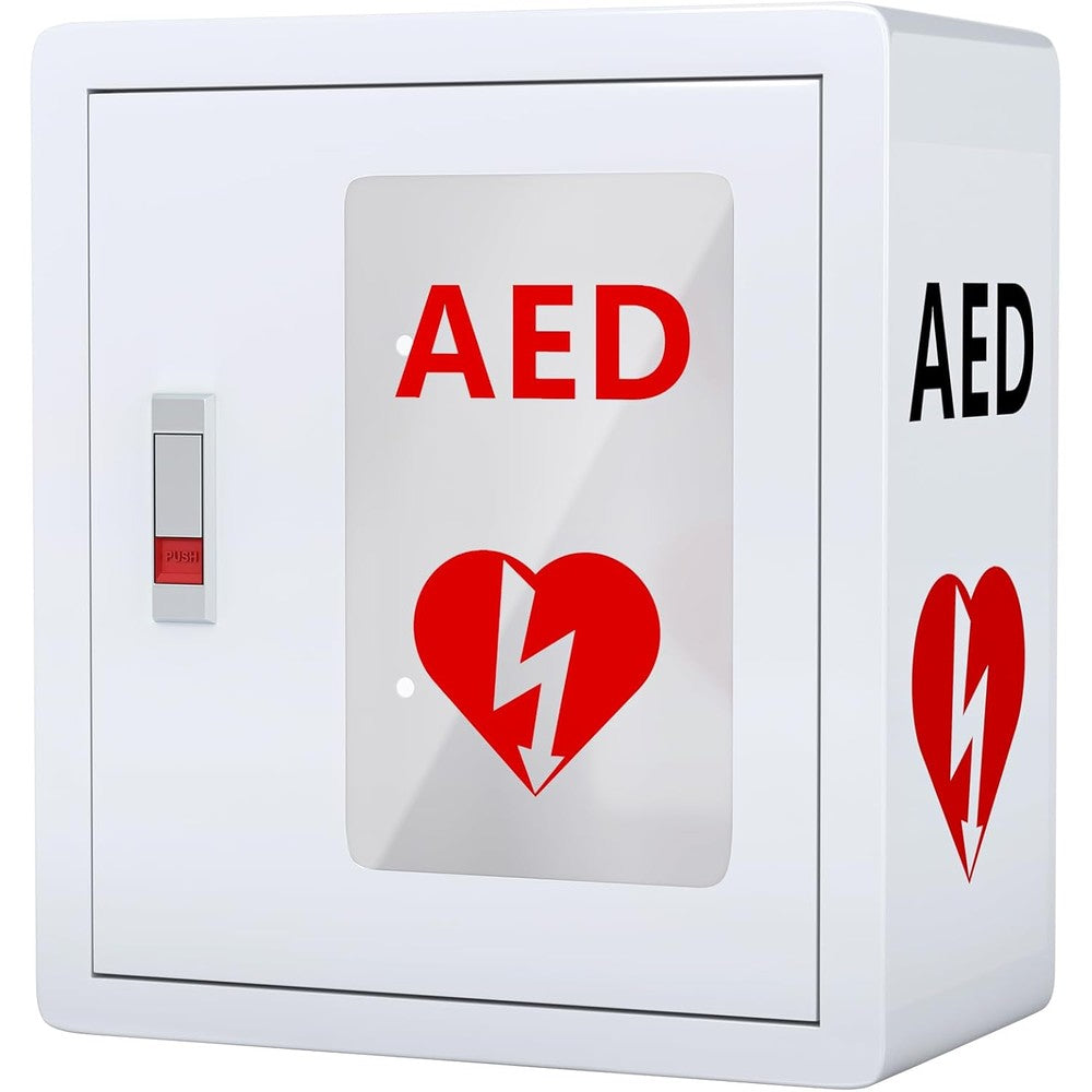 NLShan Wall Mounted AED Defibrillator Cabinet front view for emergency storage.
