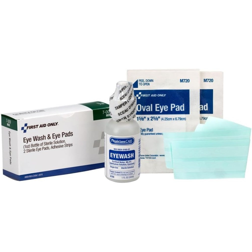First Aid Only 5 Piece Eye Wash Kit front view of emergency box