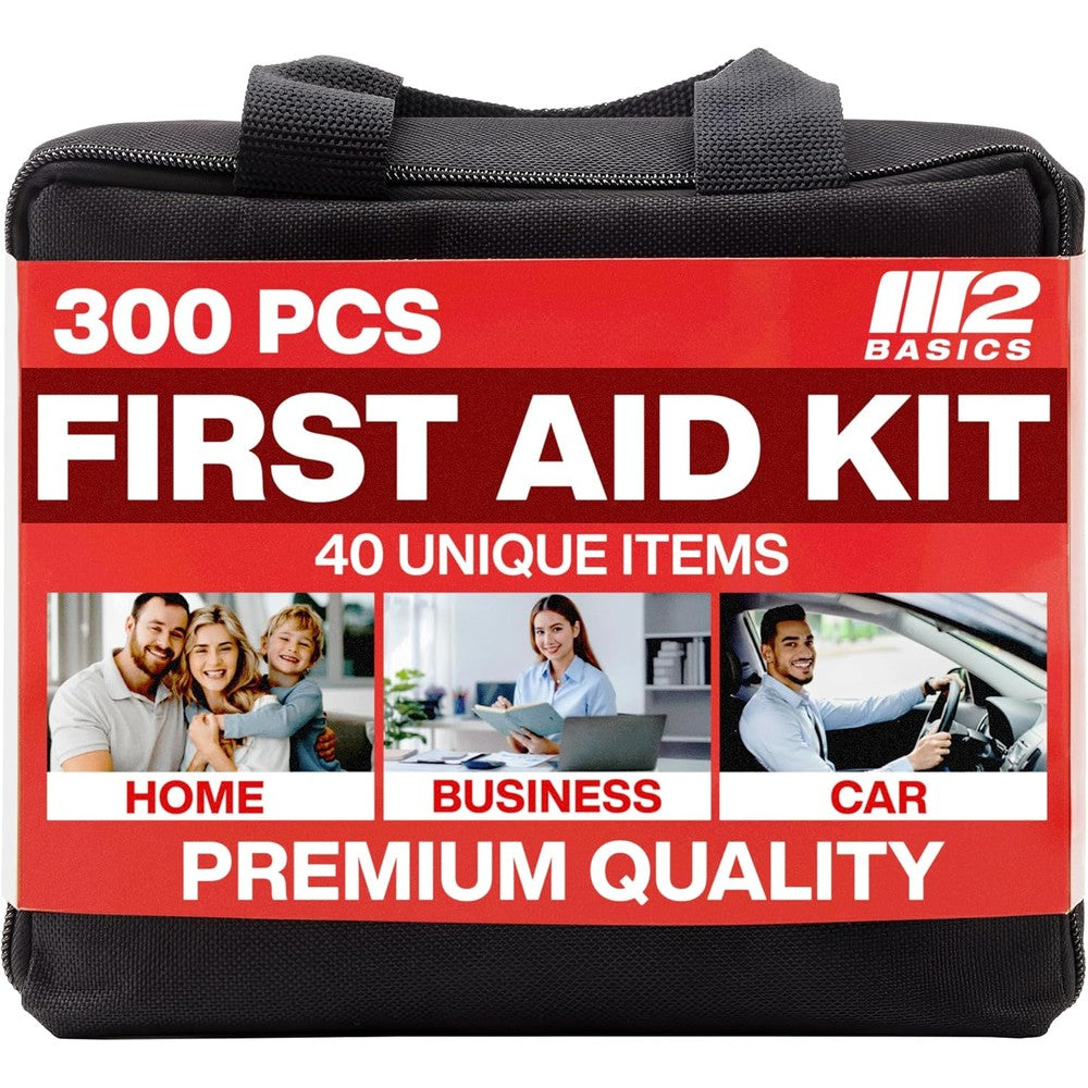 M2 BASICS Premium First Aid Kit 300 Pieces front view medical bag