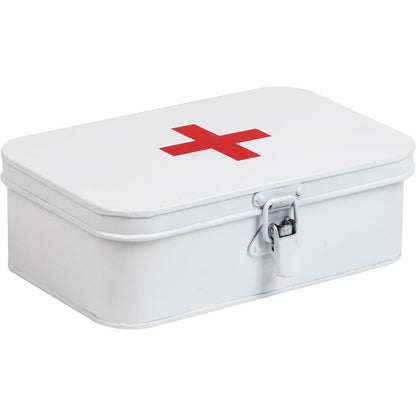Mind Reader first aid box front view white metal medicine cabinet organizer