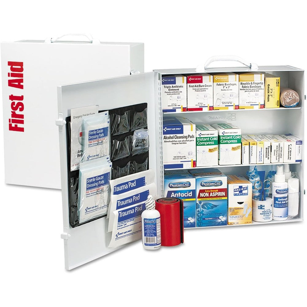 First Aid Only 90575 3-shelf metal cabinet front view for workplace safety