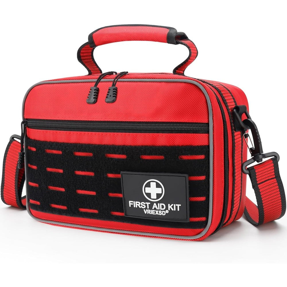 Vriexsd Premium 450 Piece First Aid Kit front view red emergency bag
