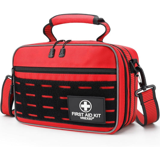 Vriexsd Premium 450 Piece First Aid Kit front view red emergency bag