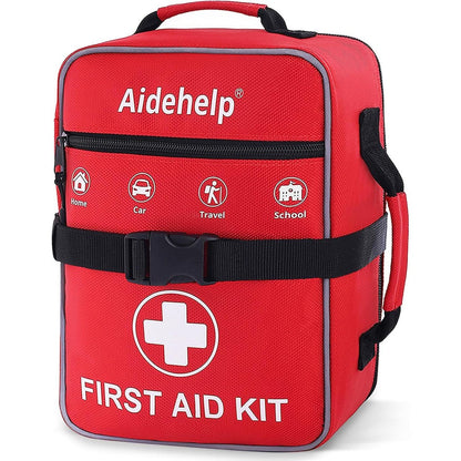 Aidehelp 520 Pieces Premium First Aid Kit front view red emergency bag