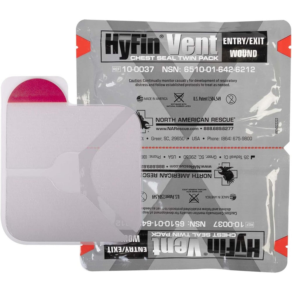 North American Rescue HyFin Vent Chest Seal Twin Pack front view trauma medical supply