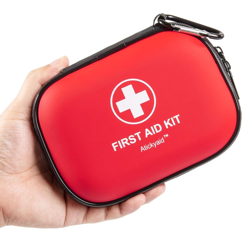 Atickyaid Mini First Aid Kit front view red waterproof medical case