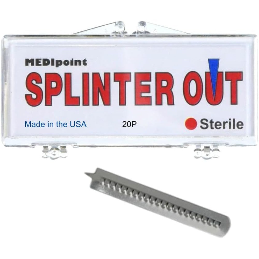 Medipoint Splinter Out 20 Count front view sterile splinter removal tools