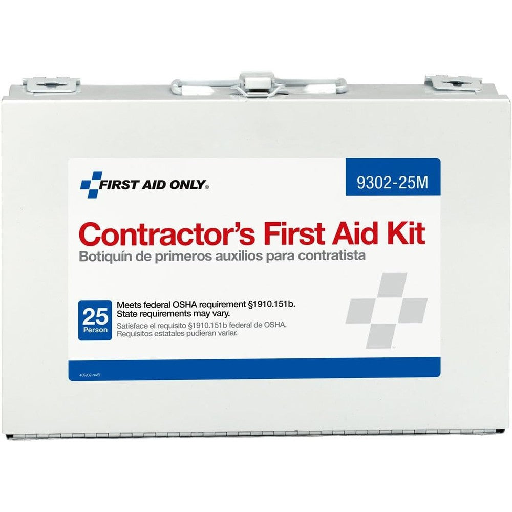 First Aid Only 25 Person Contractor First Aid Kit front view of white metal case