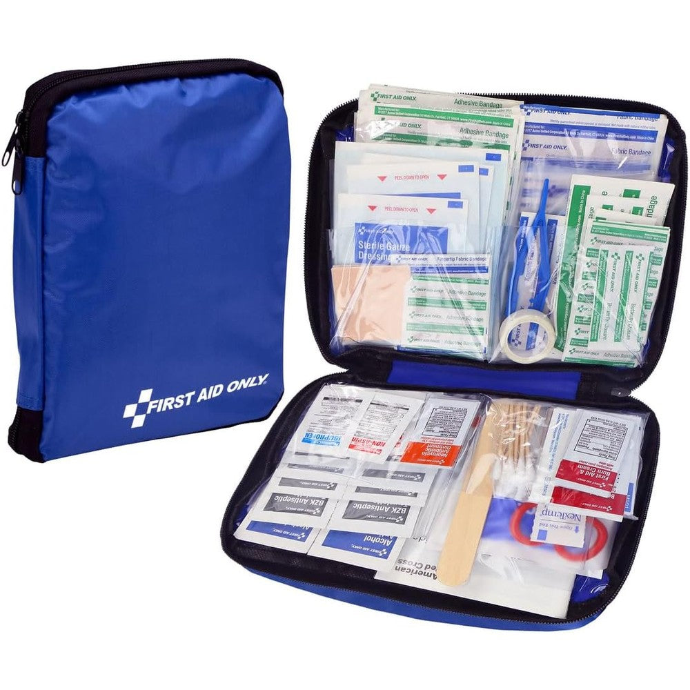 First Aid Only 298 Piece Emergency Kit front view portable blue pouch