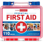 Care Science First Aid Kit 110 Pieces front view of red hard case