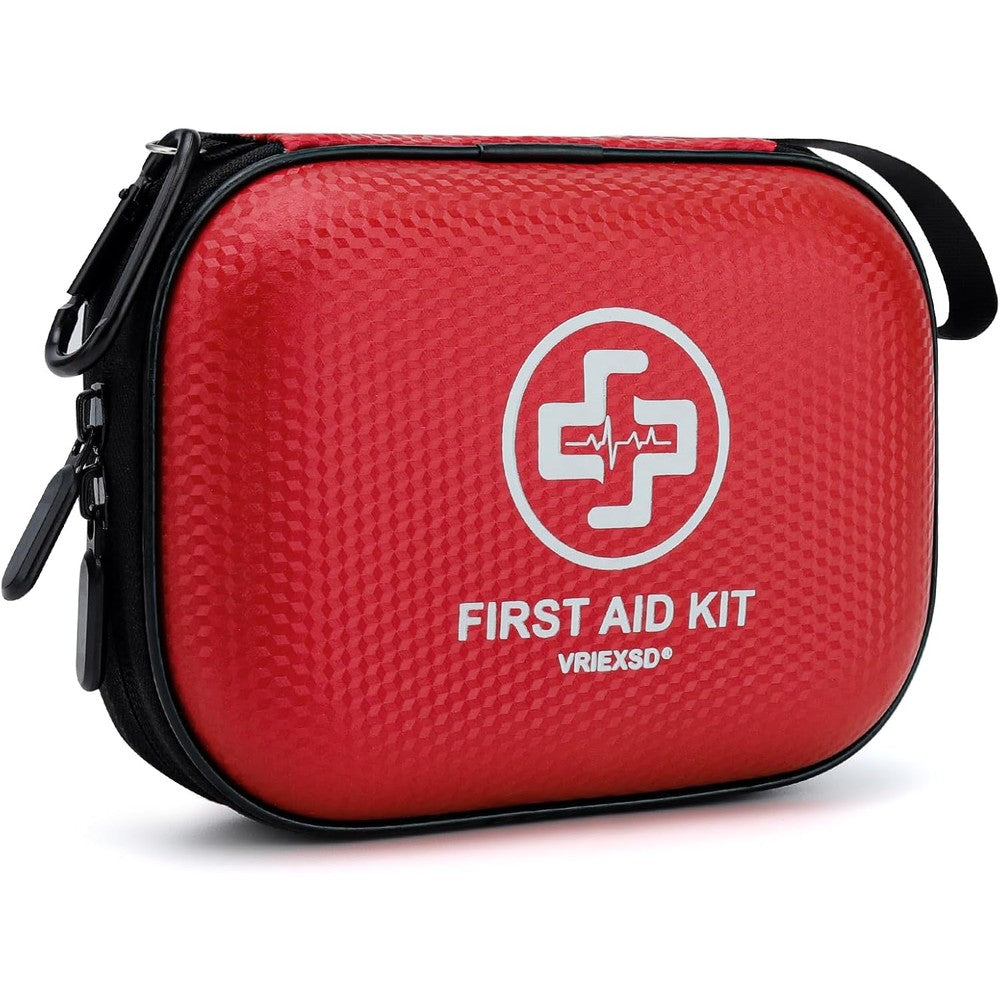 Vriexsd Mini First Aid Kit front view red waterproof hard shell case