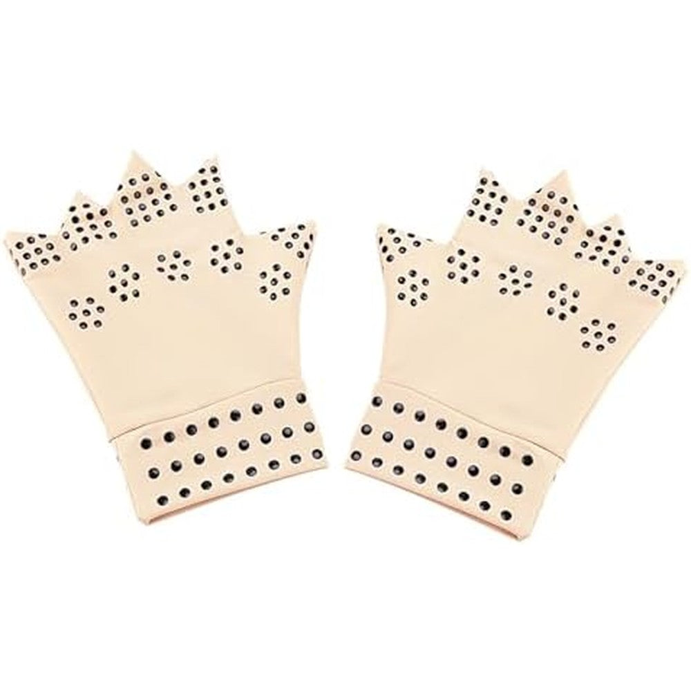 Generic Magnetic Arthritis Gloves skin color front view showing magnetic dots