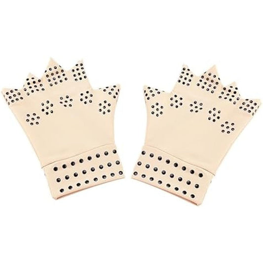 Generic Magnetic Arthritis Gloves skin color front view showing magnetic dots