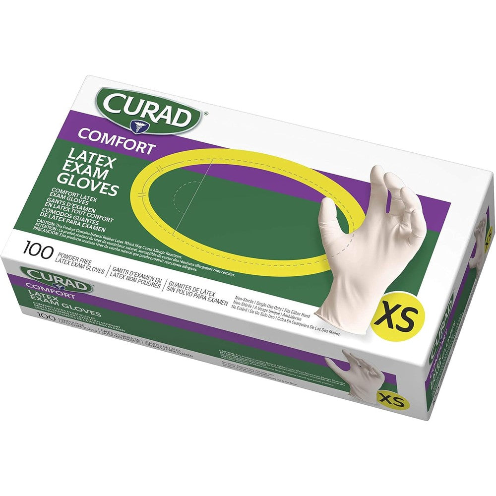 Curad Comfort Medical Latex Gloves Case of 1000 front view for professional medical use.