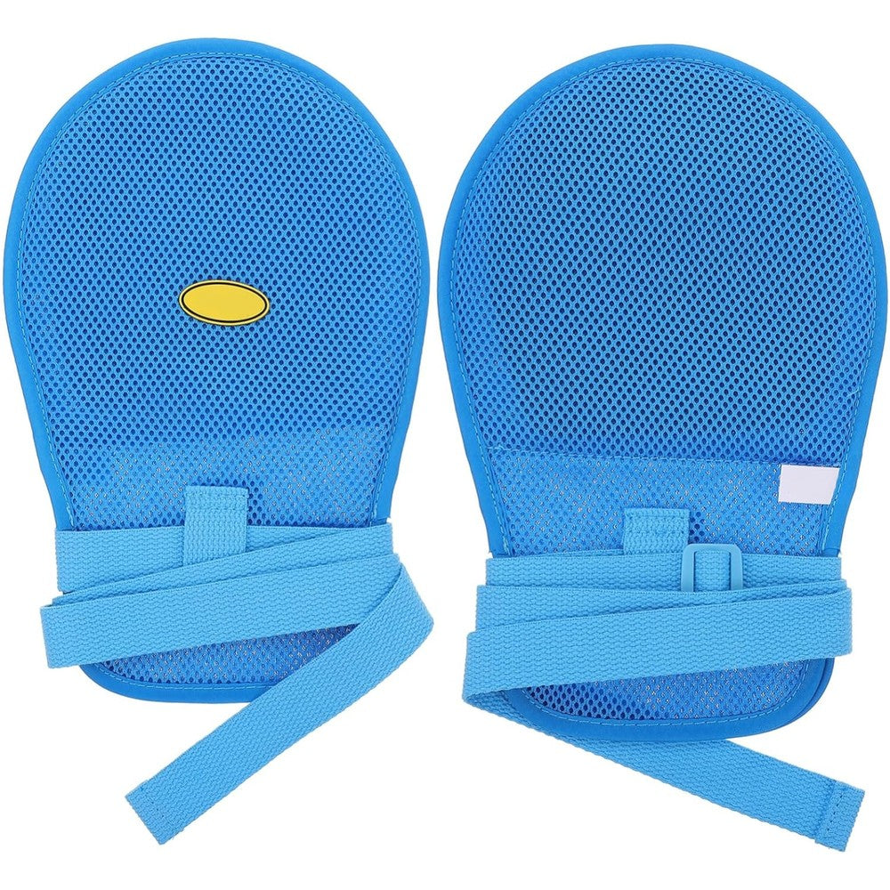 Street27 Restraint Gloves front view showing blue breathable mesh material.
