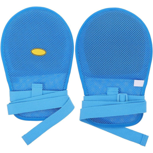 Street27 Restraint Gloves front view showing blue breathable mesh material.