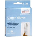 Walgreens 100% Cotton Gloves Medium front view for moisturizing skin.