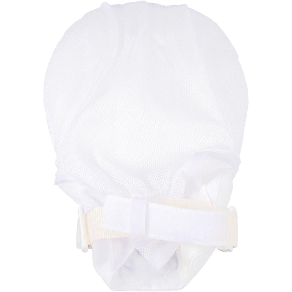 Sopotutu Hand Control Mitts front view showing breathable white mesh fabric.