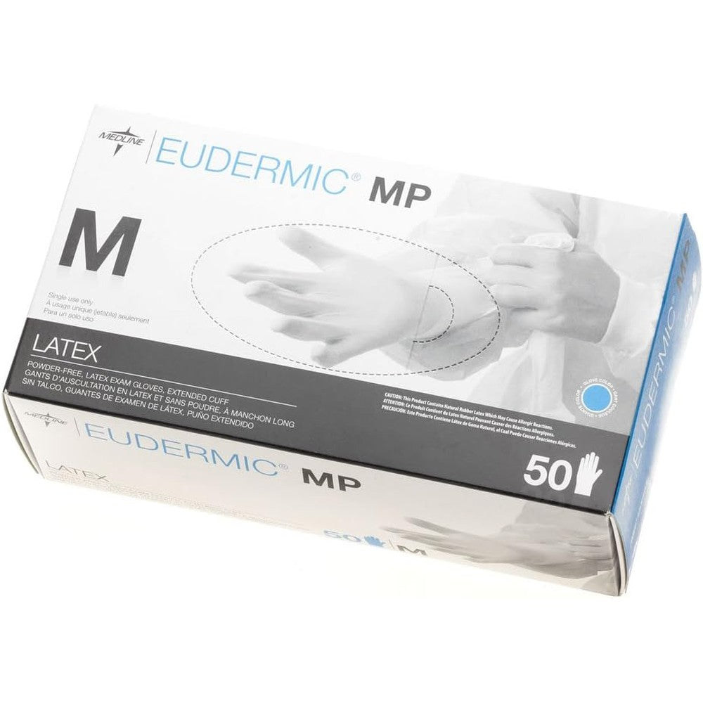 Medline Eudermic MP High Risk Exam Gloves 50 count box front view for heavy duty medical protection.