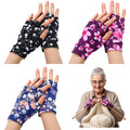 Chicingyou Elderly Skin Thin Protector Gloves front view showing floral pattern.