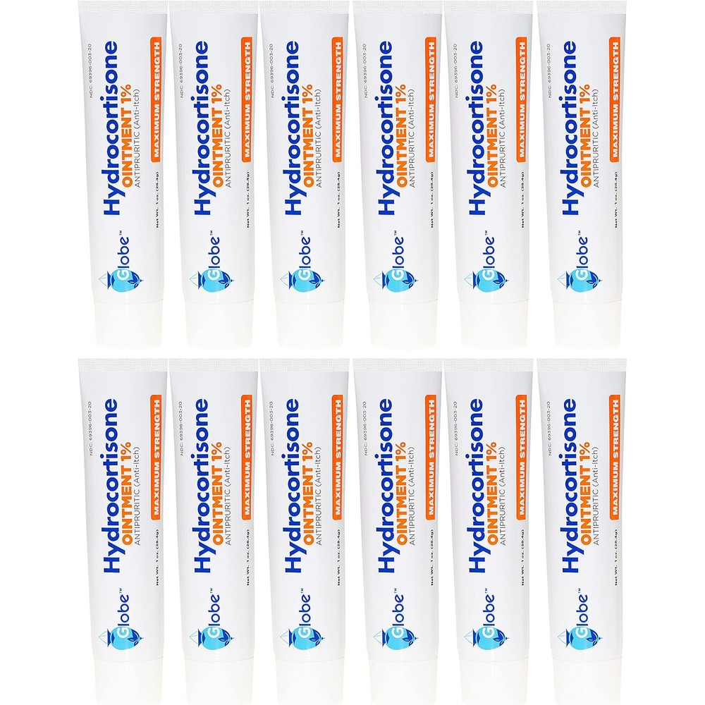 Globe Hydrocortisone 1% Maximum Strength Ointment front view for itchy skin relief.