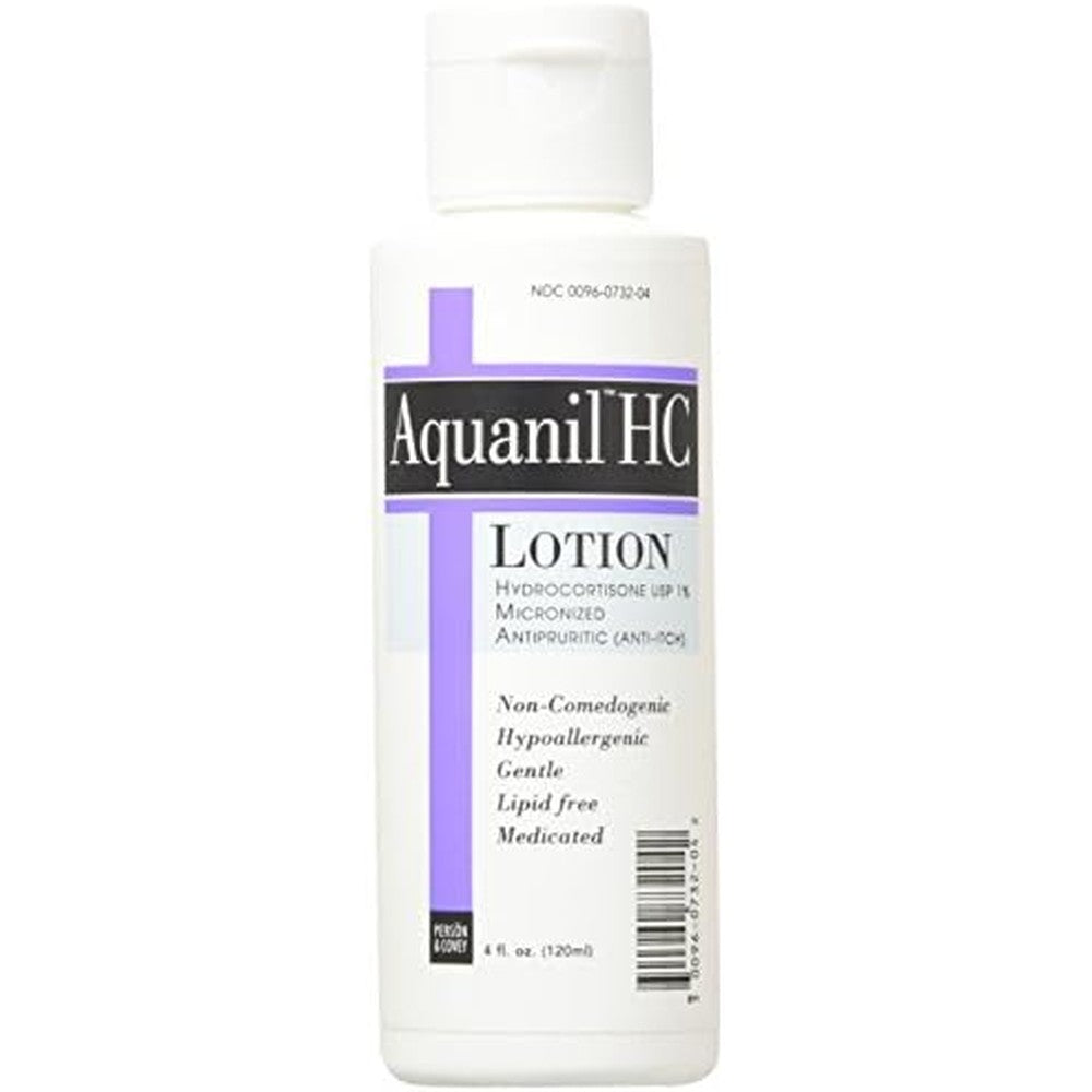 Aquanil HC Hydrocortisone Lotion 4 Ounce front view for sensitive skin itch relief.